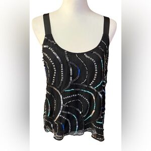 Free People Black Embellished Sleeveless Top Grosgrain Ribbon Straps Sz S nwot